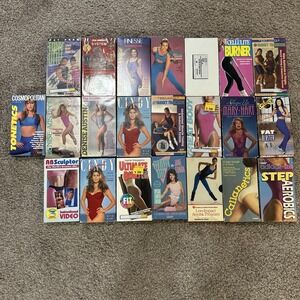 Fitness VHS Lot Of 22 Workout Videos Sealed/Used Joe Weider/ Tony Little Etc